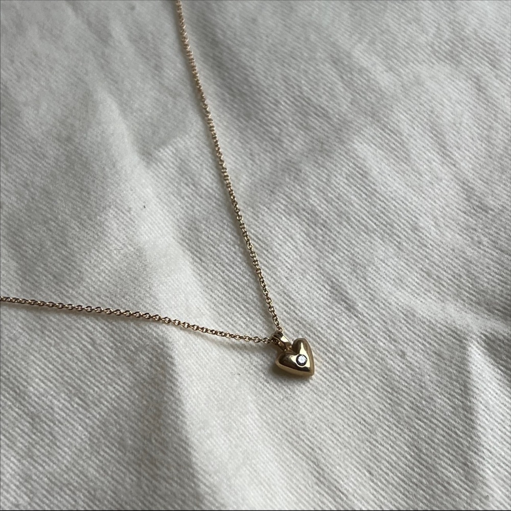 Me & Ro Tiny Heart Necklace with diamond